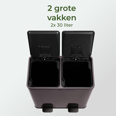 Garbiq Abfalleimer 60 Liter (2 Fächer) – Gunmetal