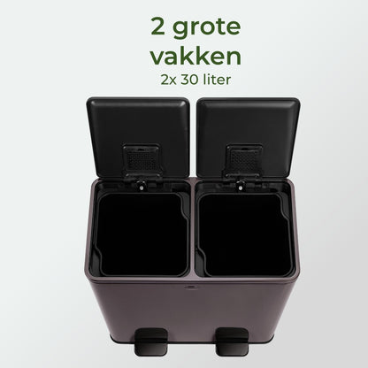 Garbiq Prullenbak 60 liter (2 vakken) - Gun metal