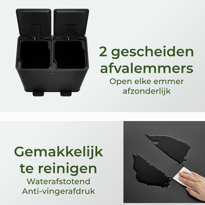 Garbiq Abfalleimer 60 Liter (2 Fächer) – Gunmetal