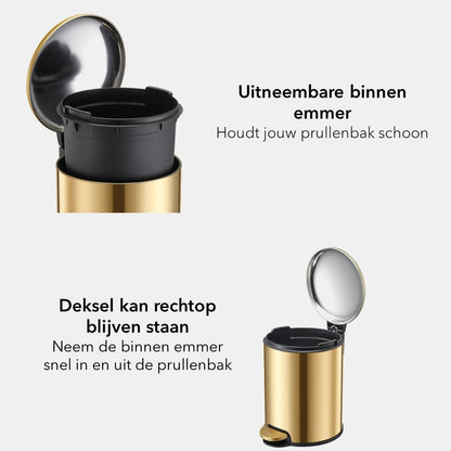 Slimbin Luxe Prullenbak van 5 liter - Goud