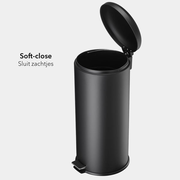 Slimbin Prullenbak - rond -30 liter - mat zwart