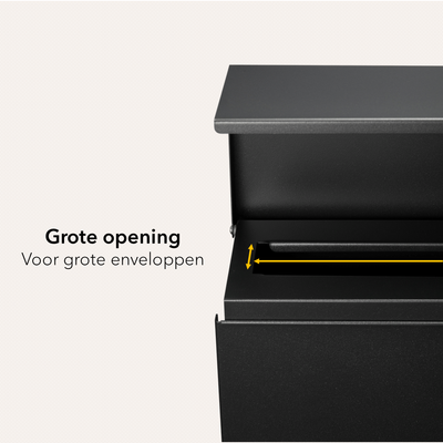 Wand Brievenbus met Slot en Krantenvak - metaal - zwart
