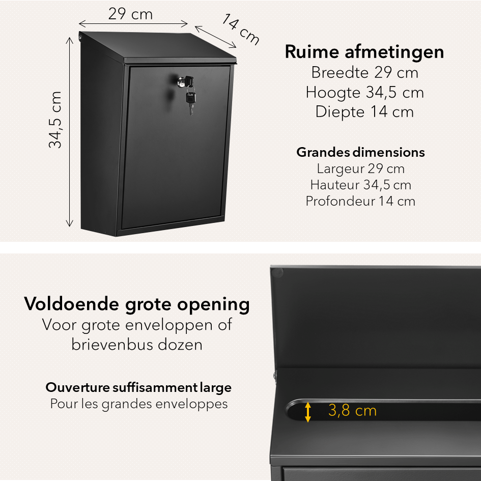 Postmaster sterke grote brievenbus - zwart