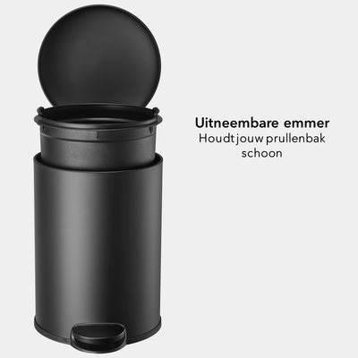 Slimbin Prullenbak 12 liter - Middelgrote Afvalbak - mat zwart