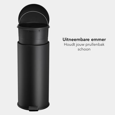 Slimbin Prullenbak - rond -30 liter - mat zwart