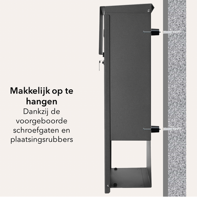 Wand Brievenbus - staal - antraciet grijs RAL7016