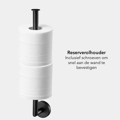 Toilet Set met Toiletborstel met Houder, Toiletrol Houder, Reserverolhouder, 2 Handdoekhaakjes - Toiletaccessoireset voor WC met Montagemateriaal