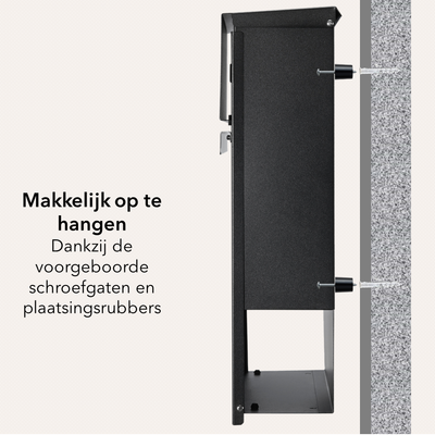 Wand Brievenbus met Slot en Krantenvak - metaal - zwart