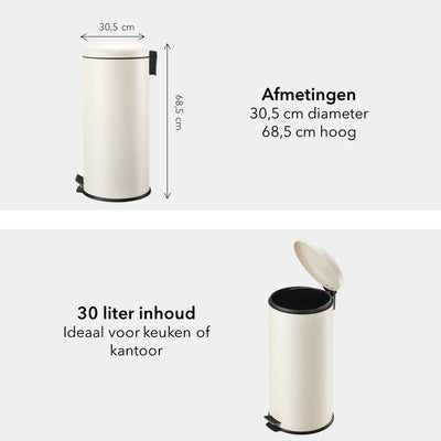 Slimbin Prullenbak - Pedaalemmer van 30 liter - soft beige