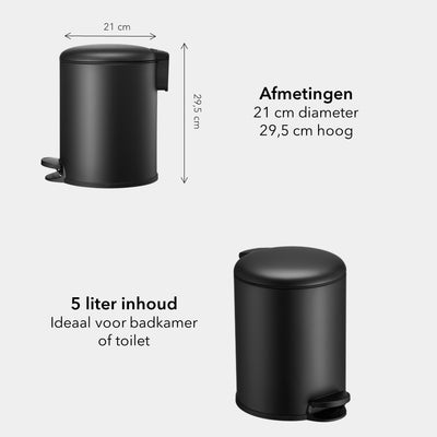 Poubelle Slimbin 5 litres - Noir mat