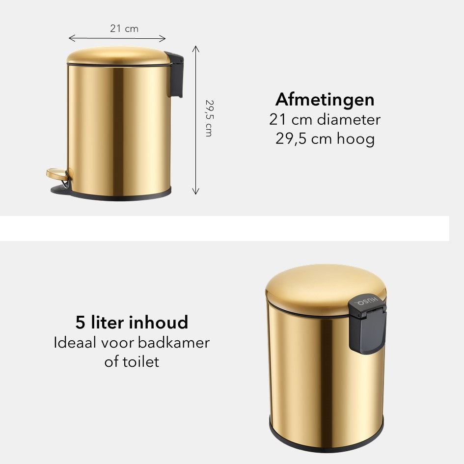 Slimbin Luxe Prullenbak van 5 liter - Goud