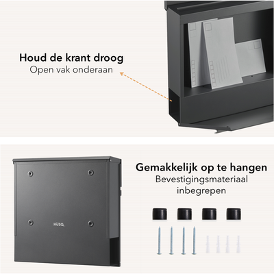Wand Brievenbus - staal - antraciet grijs RAL7016