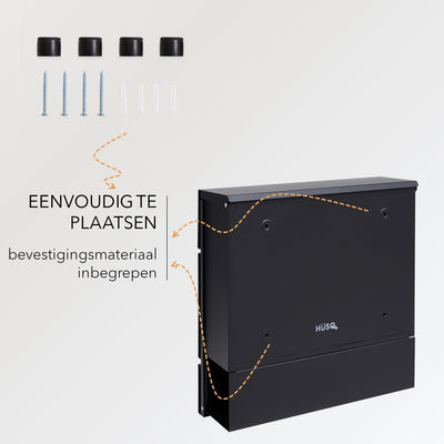 Brievenbus met Krantenvak - metaal - mat zwart