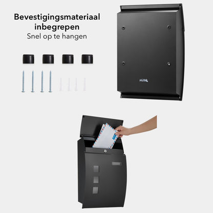 Langwerpige brievenbus - metaal - antraciet grijs