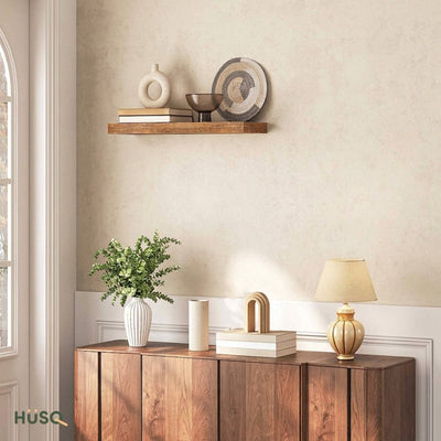 zwevende Wandplank – 60 cm lang – met montage pluggen en vijzen – Boekenplank in hout - vintage bruin (Copy)