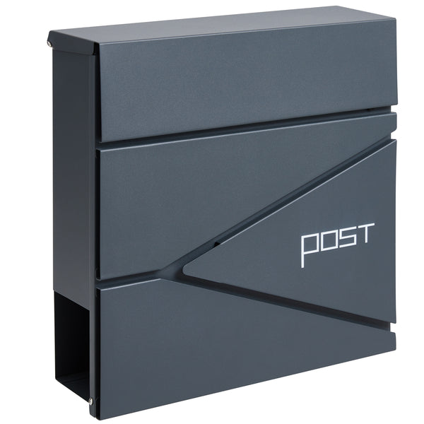 Brievenbus met Krantenvak - metaal - vierkant - antraciet
