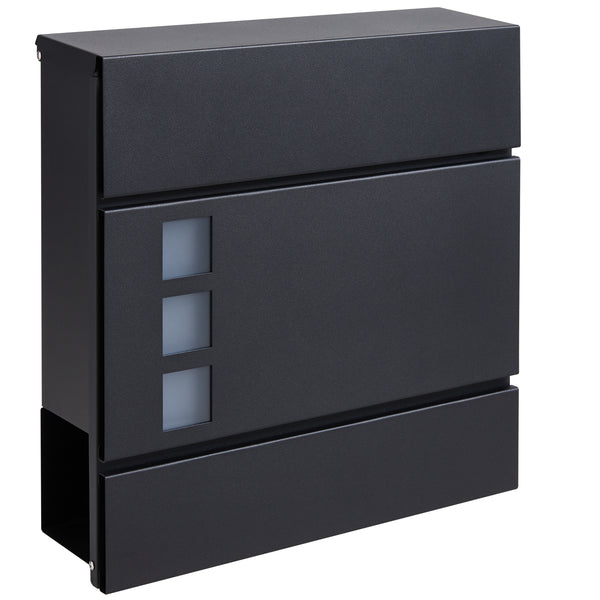 Brievenbus met Krantenvak - metaal - mat zwart