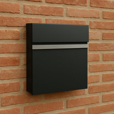 Wand Brievenbus met Slot en Krantenvak - metaal - zwart