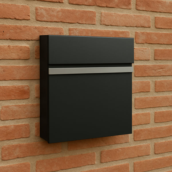 Wand Brievenbus met Slot en Krantenvak - metaal - zwart